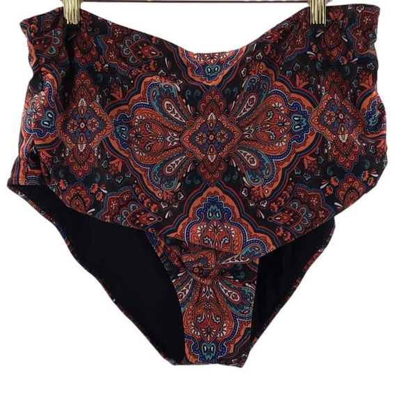 BLOOMCHIC sz 26 4x plus orange bandana print high waist bikini bottom NWT B40 - Picture 3 of 6